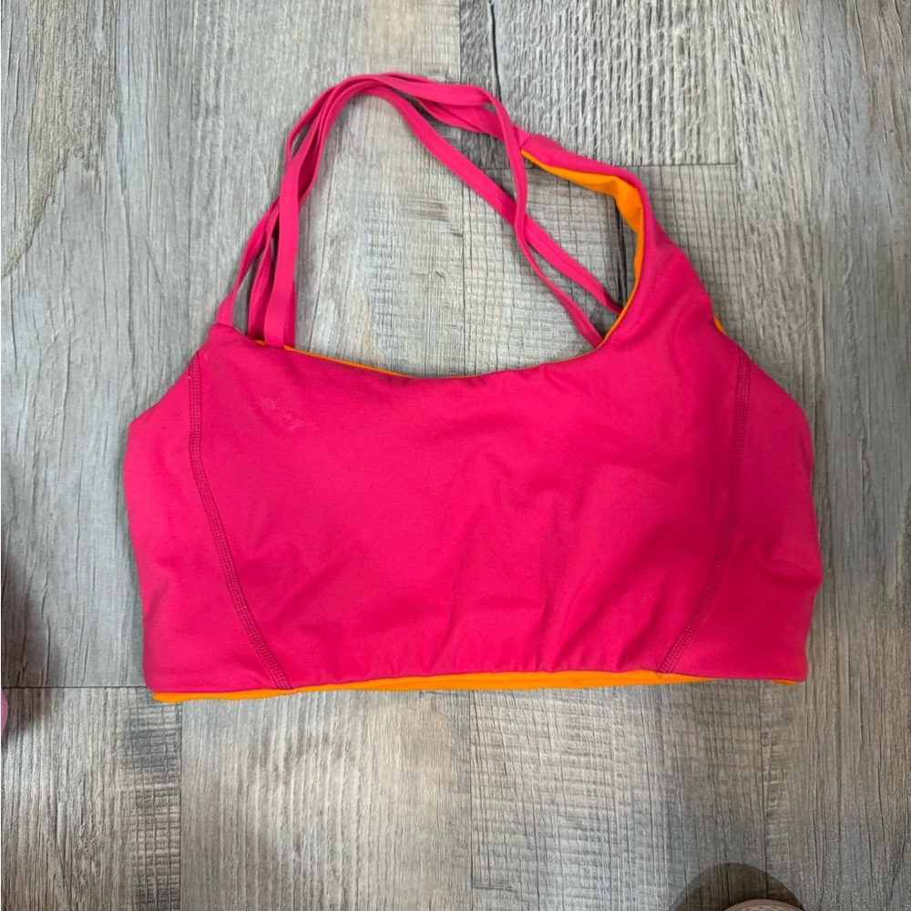 Women's Pink and Orange reversible Sports Bra